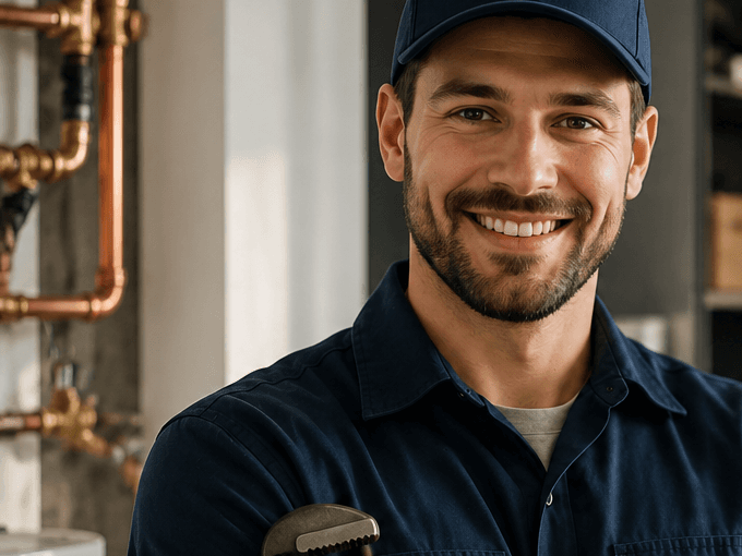 Plumbing professional prepared to respond to customer service inquiries